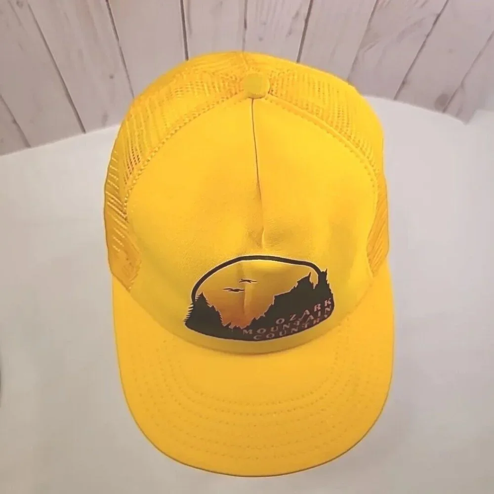 Vintage Ozark Mountain Country Snapback Trucker Mesh Hat Cap Yellow Unisex